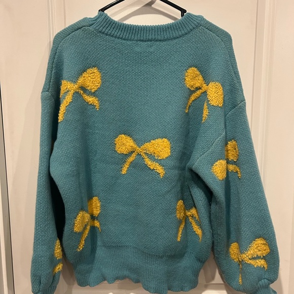 POL Teal Sweater with Yellow Bows - Picture 2 of 3